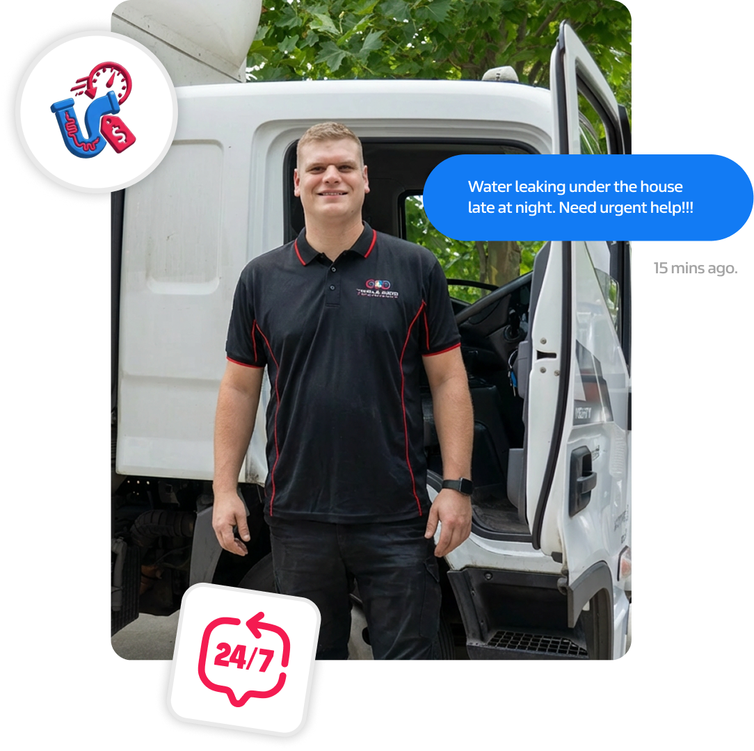 Emergency plumber at service van